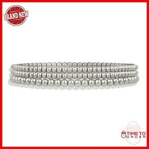 Sterling Silver Beaded Bracelet Stack Set, Stretch Fit, Gift Ready